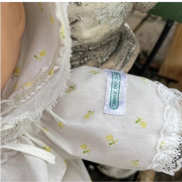 Cabbage Patch Kids Newborn Baby Doll Green Eyes Dimple Vintage 80s Bonnet 1984 - Picture 3 of 11